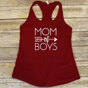 Mom of boys - mama - red fitted racerback tank top